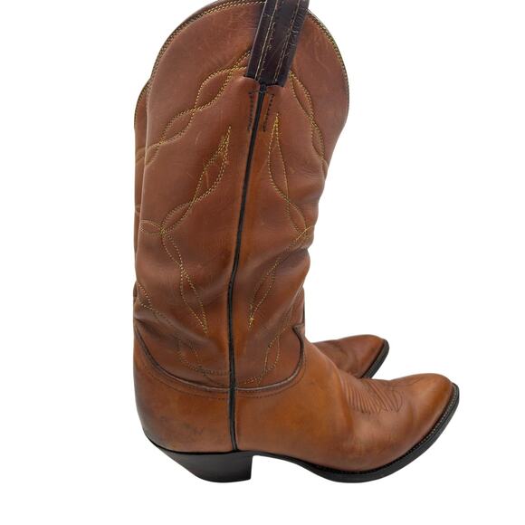 Made in USA Tony Lama Boots #5055 Mens 8 Riding Leather Western Cowboy Boots Tan main image 5
